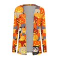 thumbnail image 4 of Women‘s Halloween Cardigan Sweater Skull Pumpkin Print Pattern Long Cardigans Sweater Coats Tops Ginger M, 4 of 5