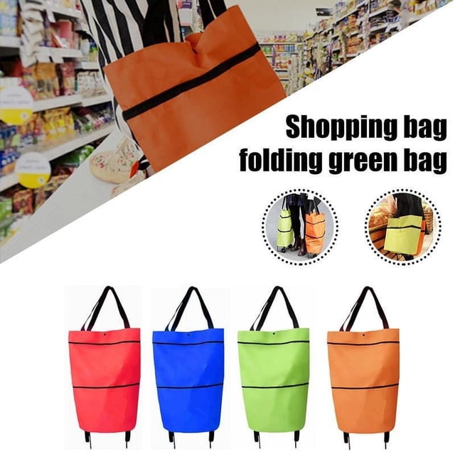 Vaidha 2 In 1 Foldable Shopping Cart Grocery Cart With Wheels Shopping Bag Telescopic Storage Bag For Traveling