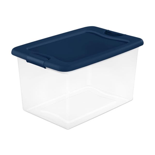Sterilite 64 Quart Latching Storage Container Tote, Marine Blue, 18 Pack