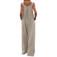 thumbnail image 2 of Kmbangi Women’s Casual Button Wide Leg Suspender Overalls with Pockets Fashion Solid Color Jumpsuit, 2 of 9