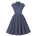 thumbnail image 1 of Ovzne Robes pour Femmes Robe d'Été Mode pour Femmes Décontractée Imprimée d'Été Grand Ourlet Manches Courtes Col Rabattu Robe d'Été Manches Courtes Imprimée Liquidation, 1 of 6
