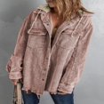 thumbnail image 4 of MesaSe Womens Corduroy Shacket Jacket Long Sleeve Button Down Color Block Hooded Coat with Pockets, 4 of 7