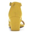 thumbnail image 3 of BLISSFUL STEP Women's Open Toe Cross Strap Mid Block Heel Sandals Yellow 9, 3 of 8