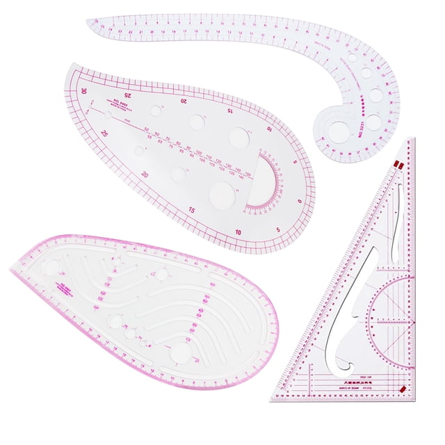 Zootealy 4PCS French Metric Ruler Clothing Fashion Ruler Curve Shaped Grading Rulers Sewing Tools for Sewing Dressmaking Pattern Design DIY Clothing Bendable Drawing Template