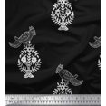 thumbnail image 1 of Soimoi Modal Satin Fabric Leaves,Bird & Floral Block Decor Fabric Printed Yard 42 Inch Wide, 1 of 3