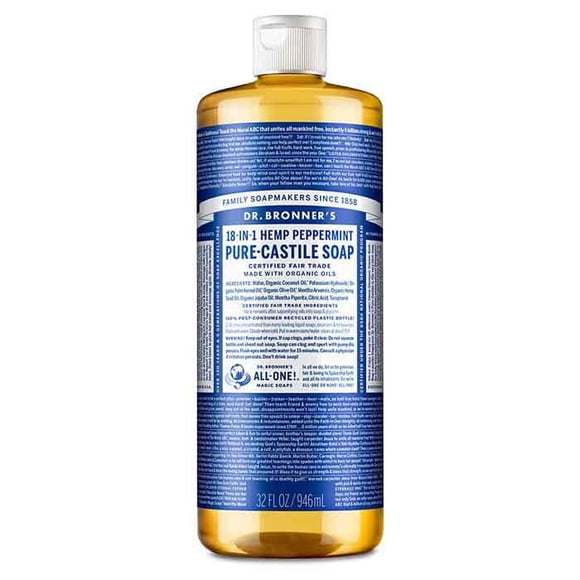 Dr. Bronner's - Savon de Castille Pur à la Menthe Poivrée 18-en-1 / Plusieurs Formats