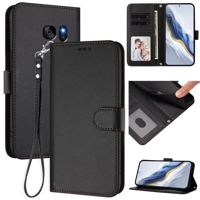 GANGXUN Wallet Case for Samsung Galaxy S7 – Magnetic Closure, RFID Blocking, Wrist Strap, Wireless Charging Compatible