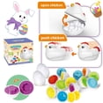 thumbnail image 1 of Fesfesfes Easter Egg Matching Learning Toy Pieces Hen Storage Box on Wheels Multiple Shapes Colors Fine Motor Skills Sensory Activity Plaything, 1 of 5