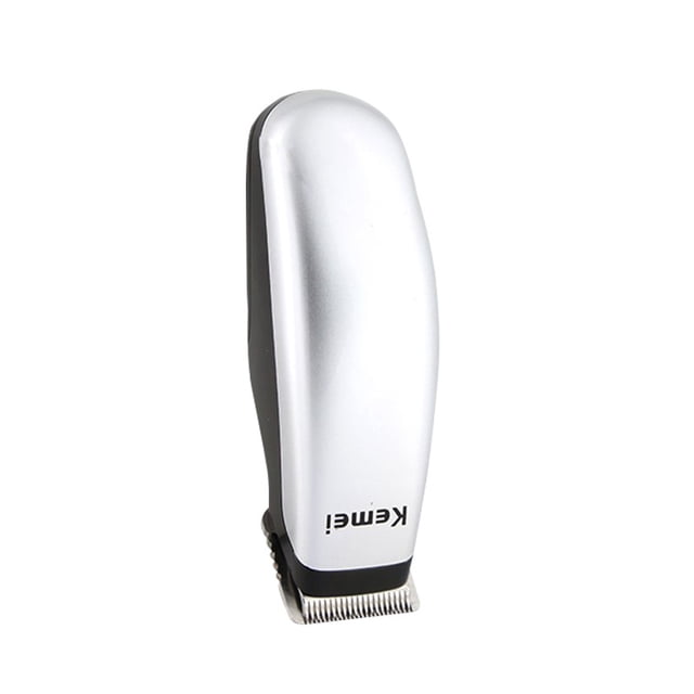 SUNSIOM Male Electric Hair Clipper, Mini Hair Trimmer, Cutting Shaving Machine. A compact, silver and black electric trimmer with precision stainless steel blades designed for beard and hair grooming. Includes three limited combs, a cleaning brush, and requires one AA battery (not included). Ergonomic design ensures comfortable handling, and the low-noise motor provides a smooth trimming experience. Suitable for personal grooming and beard maintenance.