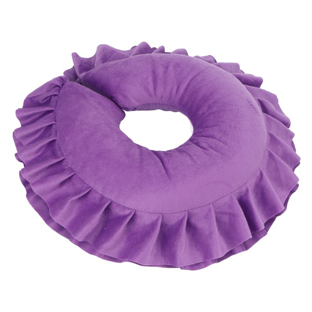 Beauty Salon Face Pillow, Skin Friendly U Shaped Neck Cushion 360° Protection Wavy Ruffle Design Comfortable For Massage Traveling Purple
