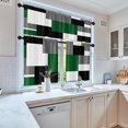 thumbnail image 5 of Green Geometric Kitchen Curtains Checkered Window Curtains and Valances Set 36 Inch, Black Grey White Short Tier Curtain for Kitchen, Modern Abstract Small Kitchen Decor, 5 of 5