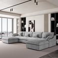 thumbnail image 2 of The Magic Home Canapé Sectionnel Modulaire en Lin en Forme de U à 4 Places, Gris Pâle, 2 of 13