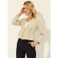 thumbnail image 4 of INSPIRE CHIC Women's Work Office Open Front Zipper Collarless Cropped Blazer Beige A L, 4 of 5