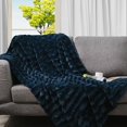thumbnail image 2 of Cheer Collection Faux Fur Blanket - Luxurious Fluffy Blankets for Couch & Bed - Machine Washable - 86" x 86" inches - Blue, 2 of 4
