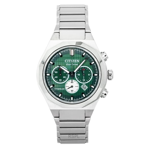 Citizen Zenshin Senkei Chronograph Super Titanium Green Dial Eco-Drive CA4691-59X 100M Men's Watch