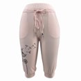 thumbnail image 2 of Lroveb Capri Pants for Women High Waisted Tummy Control Yoga Pants Solid Color Sports Draw Rope Pants Pink, 2 of 7