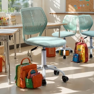 Homy Casa Chaise d'étude pivotante pour filles de garçons avec siège en tissu rose et hauteur réglable