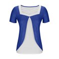 thumbnail image 4 of Timegard Hauts d'Été pour Femmes Grande Taille Col Carré en V Croisé Manches Courtes Décontracté Confortable Blouse, 4 of 6