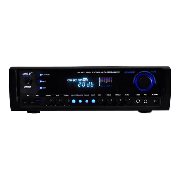 Pyle PT390BTU 300 Watt Digital Home Theater Bluetooth 4 Channel Radio Aux Stereo Receiver
