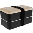 thumbnail image 2 of Premium Bento Box Adult Lunch Box with 2 Compartments (40oz), Cutlery & Set of Chopsticks, Large Dip Container, Cute Black Japanese Bento Box, Rectangle, Microwavable, 2 of 8
