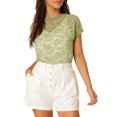 thumbnail image 1 of INSPIRE CHIC Haut en Dentelle Florale Transparent Décontracté à Manches Courtes pour Femme m Vert, 1 of 7