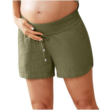 Timegard Wide Leg Shorts for Women Elastic Waisted Drawstring Solid Color Casual Loose Shorts with Pockets