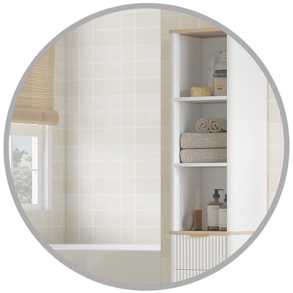 HOMCOM 24" Bathroom Mirror for Wall, Round Mirror for Living Room Bedroom