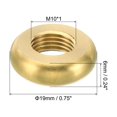 thumbnail image 2 of Unique Bargains M10x1 Écrou de Verrouillage Rond, Lot de 5 Écrou Plat à Bord en Laiton Massif Mince Vis Écrou de Verrouillage 19mmx6mm, 2 of 6