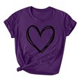 thumbnail image 2 of Styesk T-Shirts pour Femmes Confortables Doux Col Rond T-Shirts Chandail Mode Léger Manches Courtes T-shirt Saint-Valentin Graphique Décontracté Grande Taille Hauts Imprimé Cœur Hauts de Sortie, 2 of 3