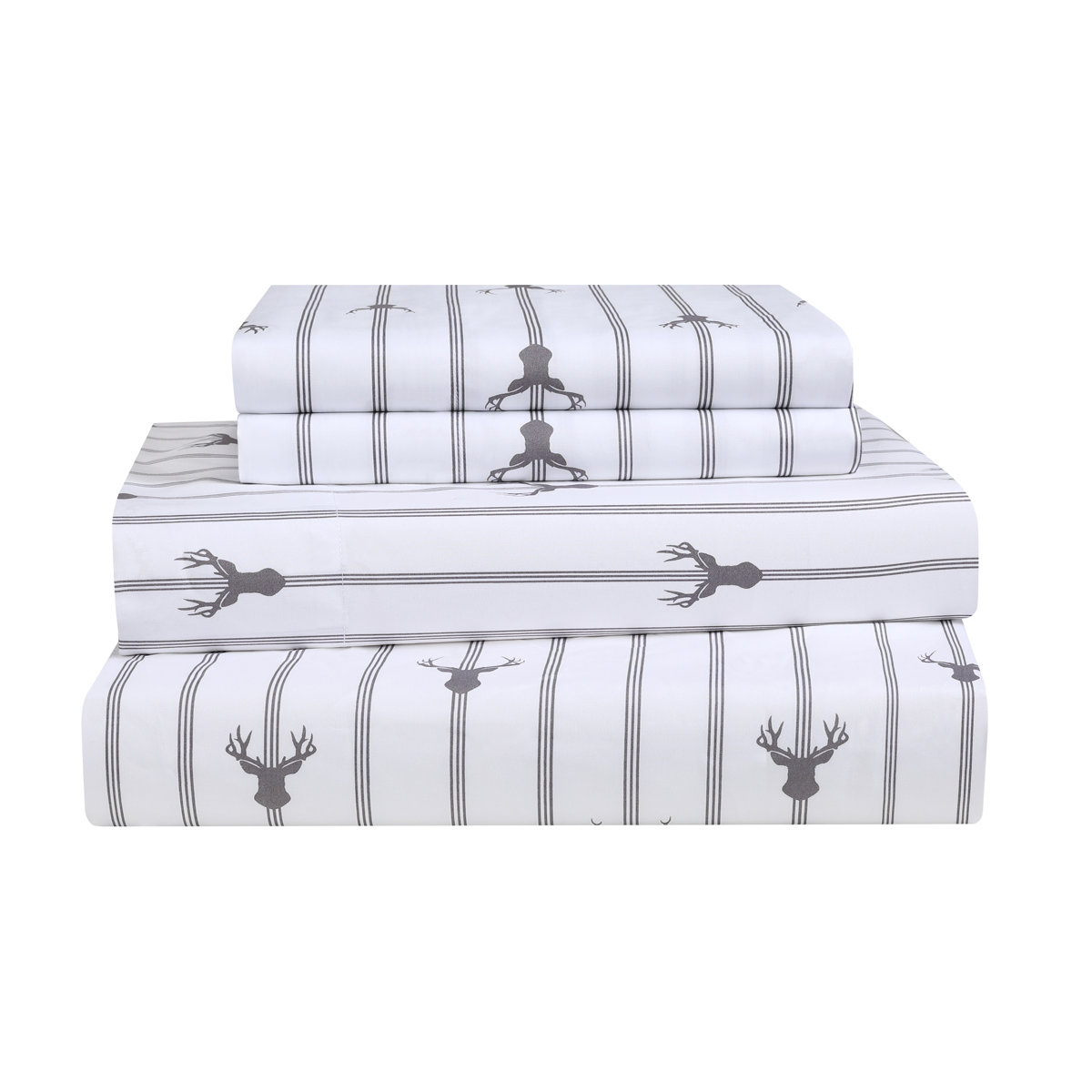 Ensemble de draps imprimés 4 pièces Swift Home, rayures blanches, format double