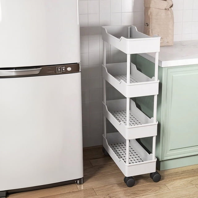 ZZkhGO Storage Cart, Multi Layer Mobile Storage Rack with Wheels, Easy Assembly Rolling Utility Cart for Living Room Bedroom Bathroom Kitchen
