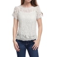 thumbnail image 3 of INSPIRE CHIC Haut en Dentelle Florale Semi-Transparente à Bord Festonné pour Femme, 3 of 7