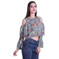 thumbnail image 3 of Moomaya Plus Size Cold Shoulder Top Printed Ladies Tops Blouses Women Party Tops, 3 of 4