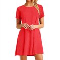 thumbnail image 2 of Penkiiy Robe d'Été pour Femme 2024 Plage Décontractée Sans Manches Couleur Unie Débardeur Ample Robe Soleil avec Poche G Rouge, 2 of 6