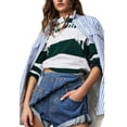 thumbnail image 4 of Honganda Salopette Courte en Denim pour Femmes, Bretelles Ajustables, Poche, Combishort, Short, Poignets Roulés, 4 of 7