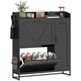 thumbnail image 1 of HOMCOM Armoire à Chaussures, Armoire de Rangement pour Chaussures Style Ferme avec Armoire Latérale Noire, 1 of 10
