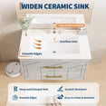 thumbnail image 1 of Modern Floating Bathroom Vanity – 24 Inch Wall Mounted Cabinet with 2 Large Soft-Close Drawers, Gold Handles, Ceramic Basin, Easy Assembly – Grey, 24 inches, 1 of 6