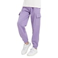 thumbnail image 1 of MIASHUI Girls Sweatpants Unisex Children Cargo Pants Kids Solid Color Trousers,Purple,6-7 Years, 1 of 4