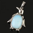 thumbnail image 1 of Collier Pendentif Pingouin Femme Pierre Naturelle Œil de Tigre Mignon Animal Homme, 1 of 6