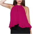thumbnail image 2 of Weiqiqre Women's Clothing Adjustable Tie Neckline Ruffle Hem Sleeveless Flowy Halter Tops, 2 of 7