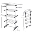 thumbnail image 3 of HOMCOM Séchoir à Vêtements à 4 Niveaux avec Ailes Latérales et Roulettes pour Intérieur Extérieur, 3 of 10