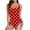 Red, variant on Tumotour Summer Swimsuits for Women Period Swimwear 1 Piece Crew Neck Bathing Swimwear Strappy Back Beachwear Elastic Waist Swimwear with Chest Cushion