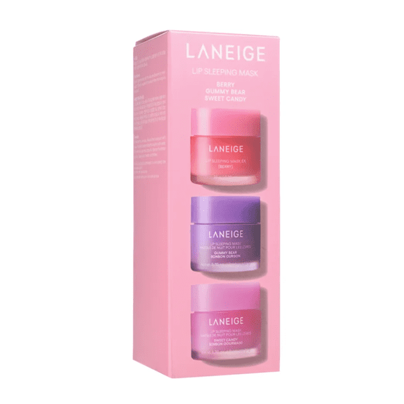 LANEIGE Lip Sleeping Mask 3-Piece Set: Berry, Gummy Bear, Sweet Candy - Hydrating Lip Balm for Dry Lips