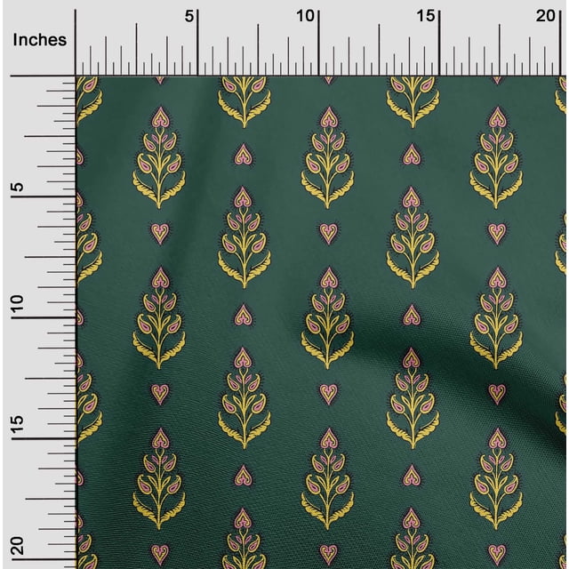 oneOone Polyester Lycra Fabric Leaves & Paisley Block Fabric Prints By Yard 56 Inch Wide