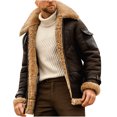 thumbnail image 2 of Men Casual Solid Turndown Winter Thicken Cool Zipper Patchwork Jacket Coats, 2 of 3