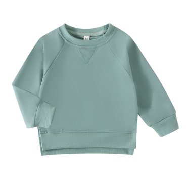 Zecgelong Toddler Kids Baby Boy Girl Crewneck Sweatshirt Cotton Long Sleeve Solid Color Pullover Top Casual Spring Fall Clothes Girls Sets