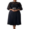thumbnail image 1 of Robe Ceinturée à la Mode avec Dentelle Crochet et Ourlet Plissé pour Femmes, 1 of 9