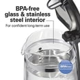 thumbnail image 4 of Hamilton Beach Double Wall 1.7L Electric Kettle, Water Boiler & Heater, Built-In Mesh Filter, Auto-Shutoff & Boil-Dry Protection, Cordless Serving, Variable LED Indicator, Glass (4, 4 of 8