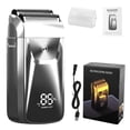 thumbnail image 2 of Iumwxz Rasoir Électrique pour Hommes 2 en 1 Tête Multifonctionnelle Barbe Double Lame Alternante 3 Vitesses Affichage LED Humide Sec Facile à Nettoyer Portable 1 Ensemble Argent, 2 of 5