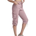 thumbnail image 2 of QATAINLAV Shorts Cargo pour Femmes Unis Décontractés Amples Athlétiques Joggers Pantalons Raccourcis Été Cordon Taille Élastique Bas Resserré Pantalons avec Poches Prime Hebdomadaire Violet TG, 2 of 8